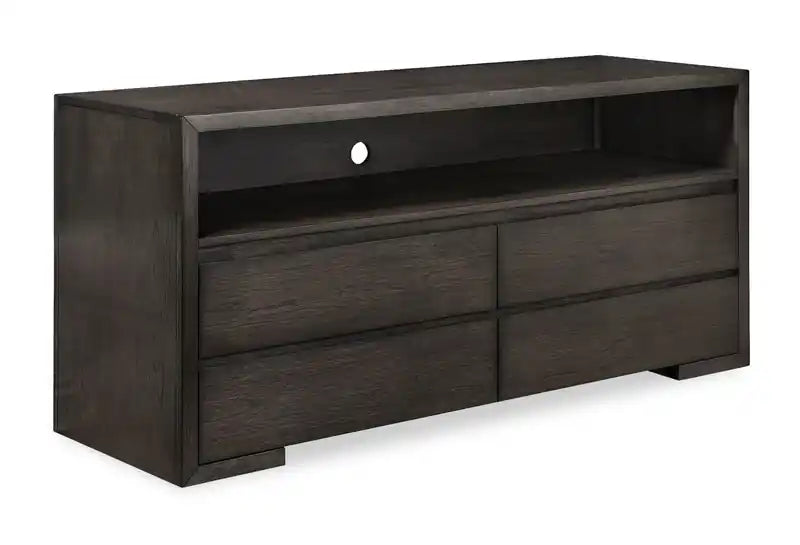 Meuble TV 64 po avec rangement et gestion des câbles, moka chaud